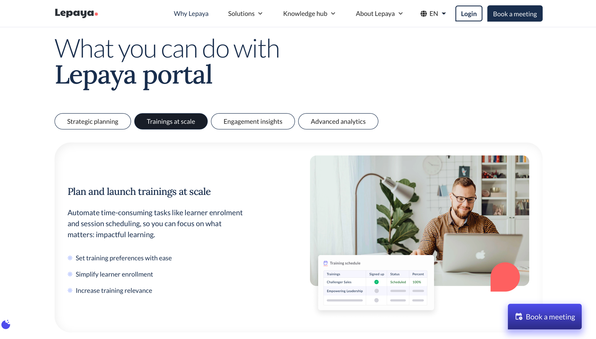 Lepaya portal — plan and launch trainings at scale